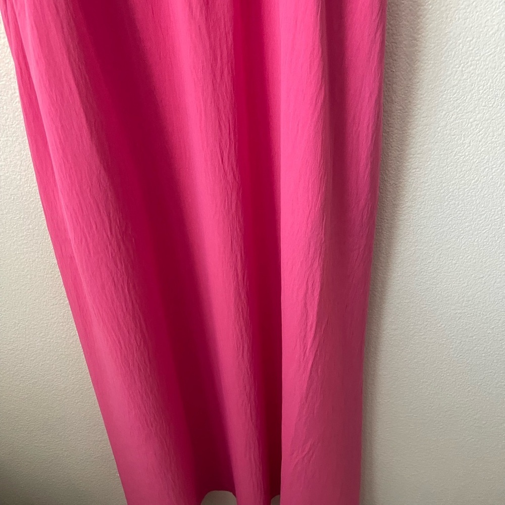 A NEW DAY SIZE LARGE PINK MIDI EMPIRE WAIST DRESS SPAGHETTI STRAPS POCKETS - Picture 4 of 11